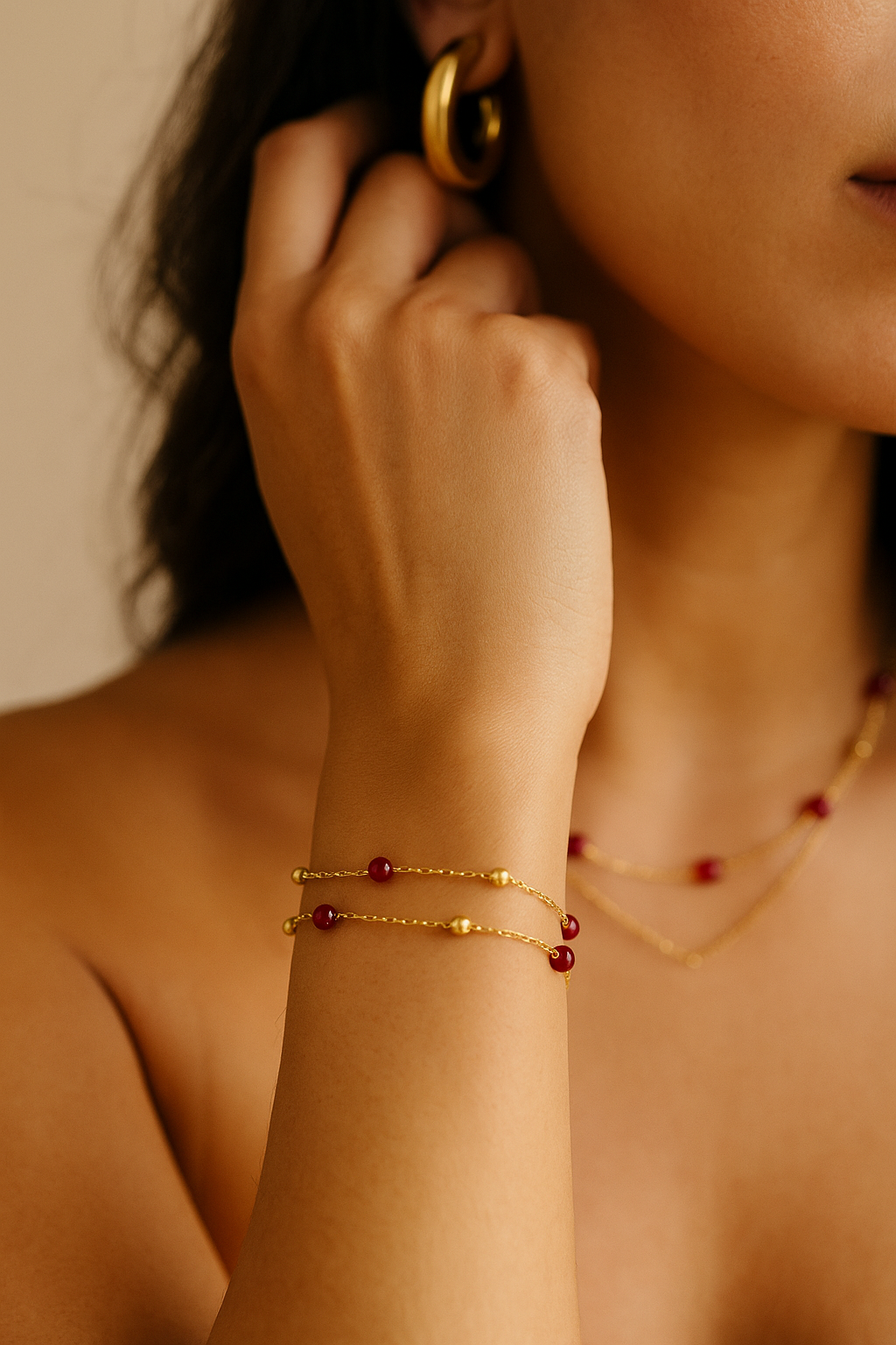 Rhodolite Choker Set