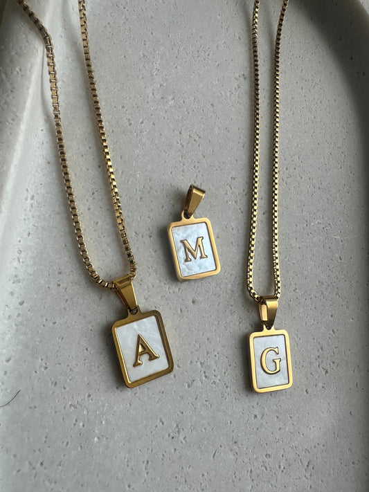 Mother Of Pearl Initial Necklace